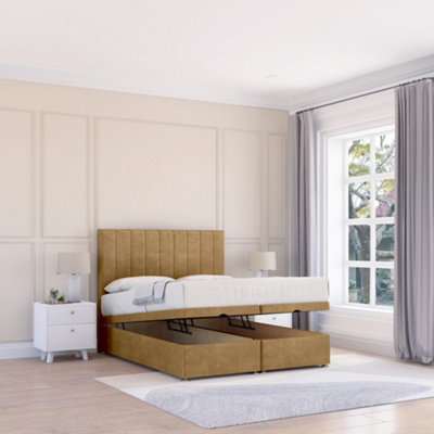Sloomy Kansas Mink Plush 2Ft6 Ottoman Bed End Opening With Sprung Memory Mattress & 26" Headboard-Small Single from B&Q