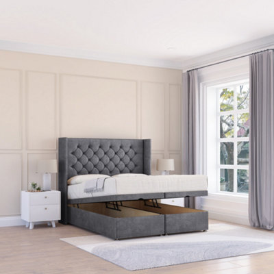 Sloomy Dior Armour Conistan 4Ft6 Ottoman Bed End Opening With Sprung Memory Mattress & 54" Headboard-Double from B&Q