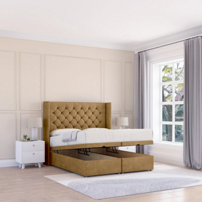 Sloomy Dior Mink Plush 3Ft Ottoman Bed End Opening With Sprung Memory Mattress & 54" Headboard-Single from B&Q
