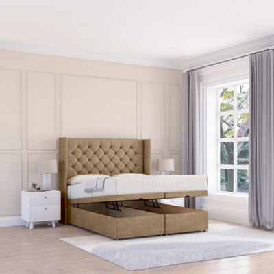 Sloomy Dior Mink Naples 4Ft6 Ottoman Bed End Opening With Sprung Memory Mattress & 54" Headboard-Double from B&Q