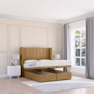 Sloomy Falcon Mink Plush 3Ft Ottoman Bed End Opening With Sprung Memory Mattress & 54" Headboard-Single from B&Q
