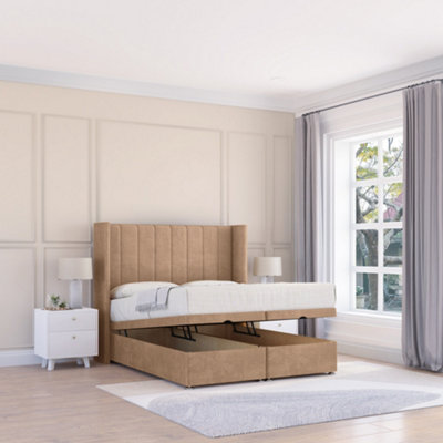 Sloomy Falcon Sand Naples 2Ft6 Ottoman Bed End Opening With Sprung Memory Mattress & 54" Headboard-Small Single from B&Q