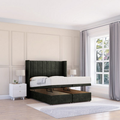 Sloomy Falcon Graphite Dumfries 2Ft6 Ottoman Bed End Opening With Sprung Memory Mattress & 54" Headboard-Small Single from B&Q