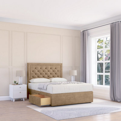 Sloomy 4Ft6 Montana Naples Mink Memory Foam Bed Set With No Drawers Mattress & 26" HeadboardDouble from B&Q