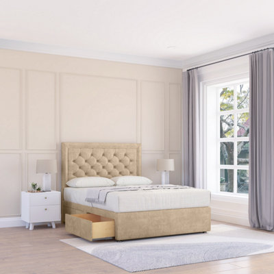 Sloomy 5Ft Montana Coniston Almond Memory Foam Bed Set With 2 DrawersMattress & 26" HeadboardKing from B&Q