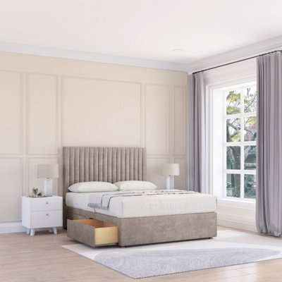 Sloomy 6Ft Manhattan Plush Pebble Memory Foam Bed Set With 2 DrawersMattress & 26" HeadboardSuper King from B&Q