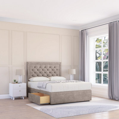 Sloomy 3Ft Montana Plush Pebble Memory Foam Bed Set With 2 DrawersMattress & 26" HeadboardSingle from B&Q