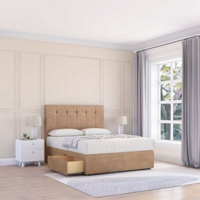 Sloomy 5Ft Highbury Naples Sand Memory Foam Bed Set With 2 DrawersMattress & 26" HeadboardKing from B&Q