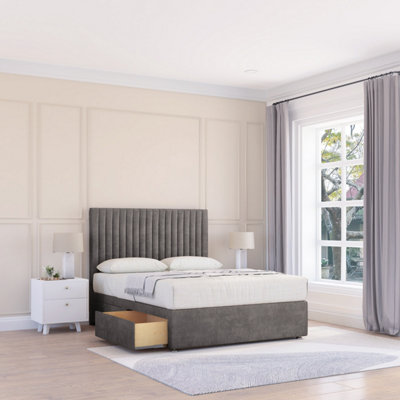 Sloomy 2Ft6 Manhattan Naples Slate Memory Foam Bed Set With 2 DrawersMattress & 26" HeadboardSmall Single from B&Q