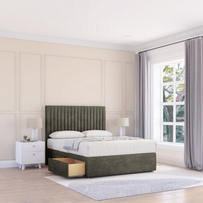 Sloomy 4Ft Manhattan Dumfries Pewter Memory Foam Bed Set With 2 DrawersMattress & 26" HeadboardSmall Double from B&Q