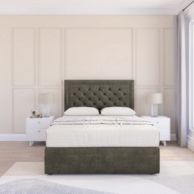 Sloomy 5Ft Montana Dumfries Pewter Memory Foam Bed Set With 2 DrawersMattress & 26" HeadboardKing from B&Q