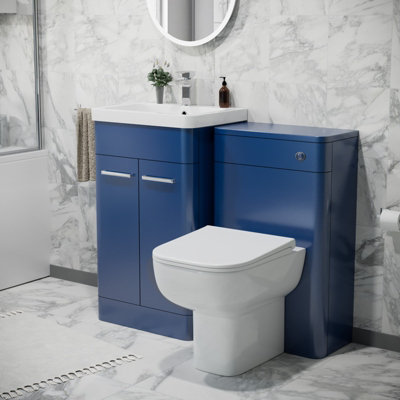 Nes Home 500mm Freestanding Vanity Unit With Basin,back To Wall ToiletWc Unit Royal Blue from B&Q
