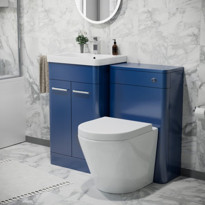 Nes Home 500mm Freestanding Vanity Unit With Basin,rimless ToiletWc Unit Royal Blue from B&Q