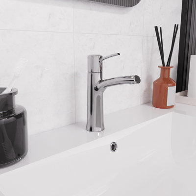 B&Q -  Modern Deck Mounted Polished Chrome Bathroom Basin Mono Mixer Tap
