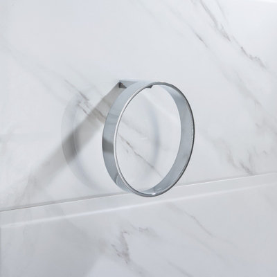 B&Q -  Wall Mounted Modern Round Brass Towel Ring Chrome