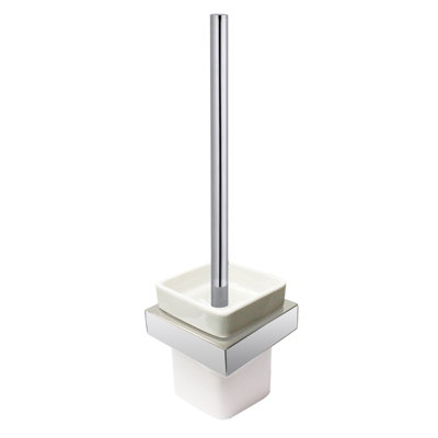 Nes Home Unisex Silver Modern Square Brass Toilet Brush & Holder - Chrome In - Image 2