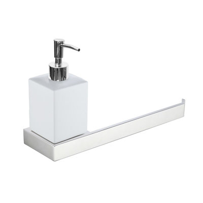Nes Home Modern Chrome Towel Bar With Soap Dispenser from B&Q