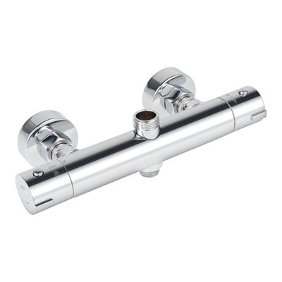 Nes Home Round Thermostatic Shower Bar Mixer Valve Taps Chrome Twin Outlet from B&Q