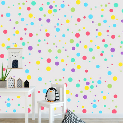B&Q -  96 Multi Colour Polka Dot Wall Stickers