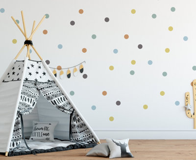 B&Q -  Colour Boho Style Round Polka Dot Wall Stickers