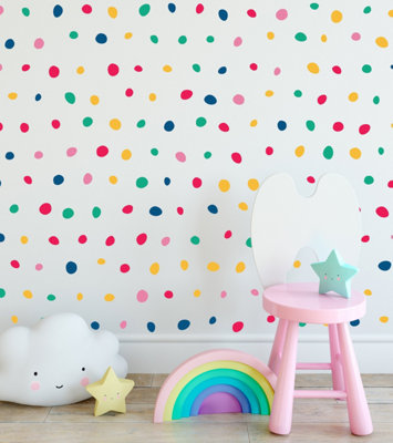B&Q -  Multi Colour Irregular Polka Dot Wall Stickers 156 Pack