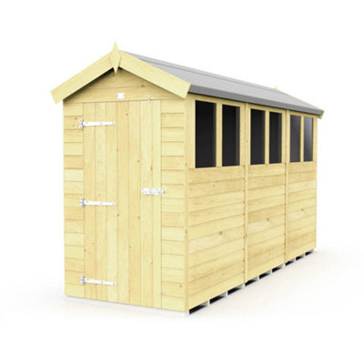 Diy Sheds 4X12 Apex Shed - Single Door With Windows