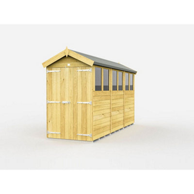 Diy Sheds 4X12 Apex Shed - Double Door With Windows