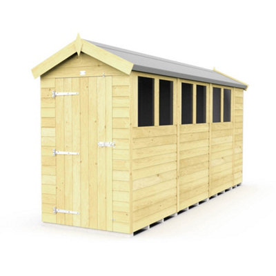 Diy Sheds 4X14 Apex Shed - Single Door With Windows