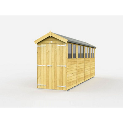 Diy Sheds 4X16 Apex Shed - Double Door With Windows-28901 