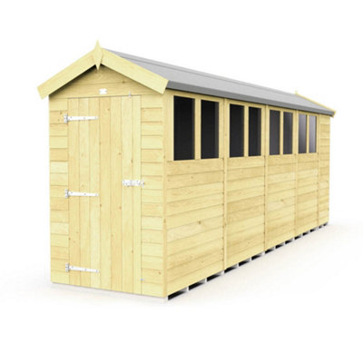 Diy Sheds 4X18 Apex Shed - Single Door With Windows