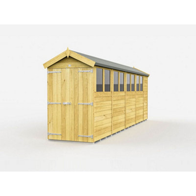 Diy Sheds 4X18 Apex Shed - Double Door With Windows