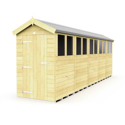 Diy Sheds 4X20 Apex Shed - Single Door With Windows