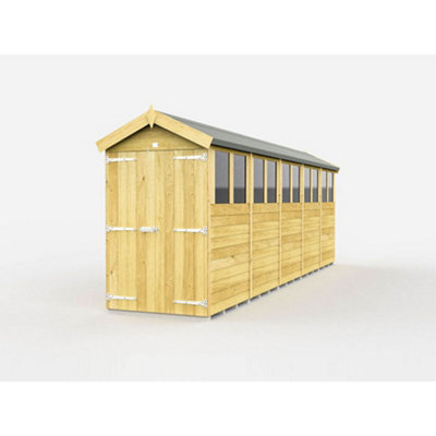 Diy Sheds 4X20 Apex ShedDouble Door With Windows from B&Q