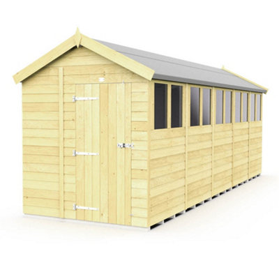 Diy Sheds 6X20 Apex Shed - Single Door With Windows