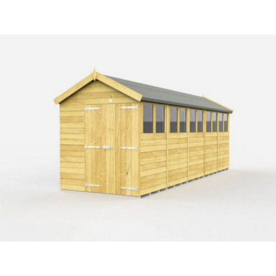 Diy Sheds 6X20 Apex ShedDouble Door With Windows from B&Q