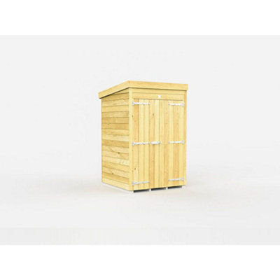 Diy Sheds 4X4 Pent ShedDouble Door Without Windows from B&Q
