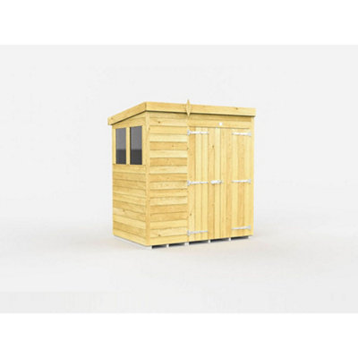 Diy Sheds 6X4 Pent Shed - Double Door With Windows