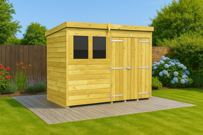 Diy Sheds 8X4 Pent ShedDouble Door With Windows from B&Q