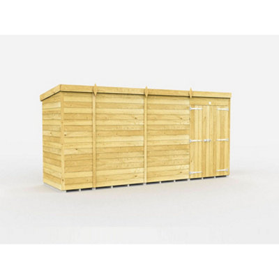 Diy Sheds 14X4 Pent ShedDouble Door Without Windows from B&Q