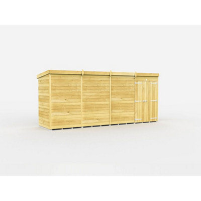 Diy Sheds 16X4 Pent ShedDouble Door Without Windows from B&Q