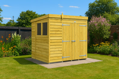 Diy Sheds 6X6 Pent ShedDouble Door With Windows from B&Q