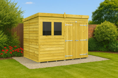 Diy Sheds 8X6 Pent ShedDouble Door With Windows from B&Q