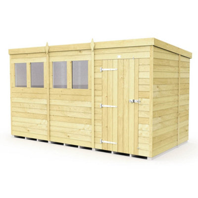 Diy Sheds 12X6 Pent Shed - Single Door With Windows