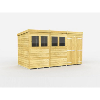 Diy Sheds 12X6 Pent Shed - Double Door With Windows