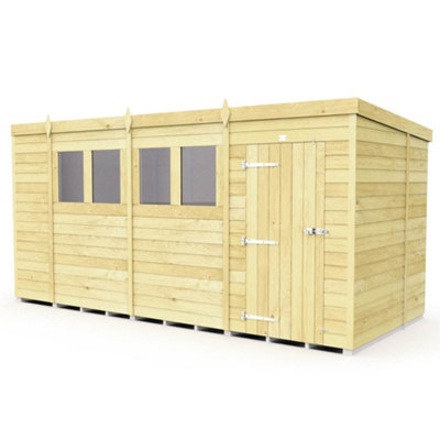 Diy Sheds 14X6 Pent Shed - Single Door With Windows