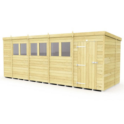 Diy Sheds 18X6 Pent Shed - Single Door With Windows