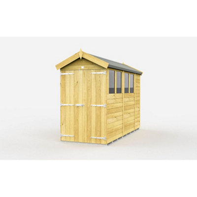Diy Sheds 4X11 Apex ShedDouble Door With Windows from B&Q