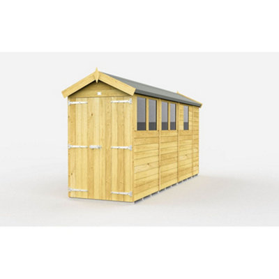 Diy Sheds 4X13 Apex Shed - Double Door With Windows