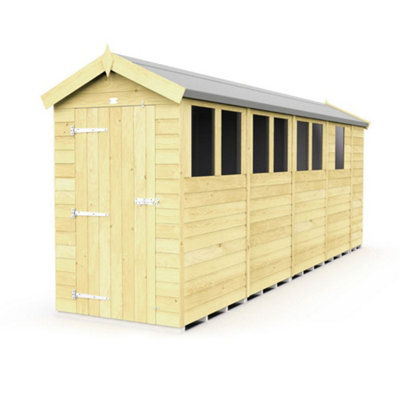 Diy Sheds 4X17 Apex Shed - Single Door With Windows