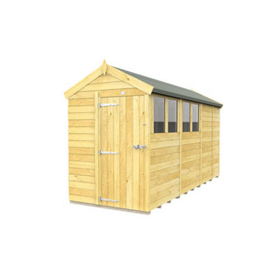 Diy Sheds 5X13 Apex ShedSingle Door With Windows from B&Q